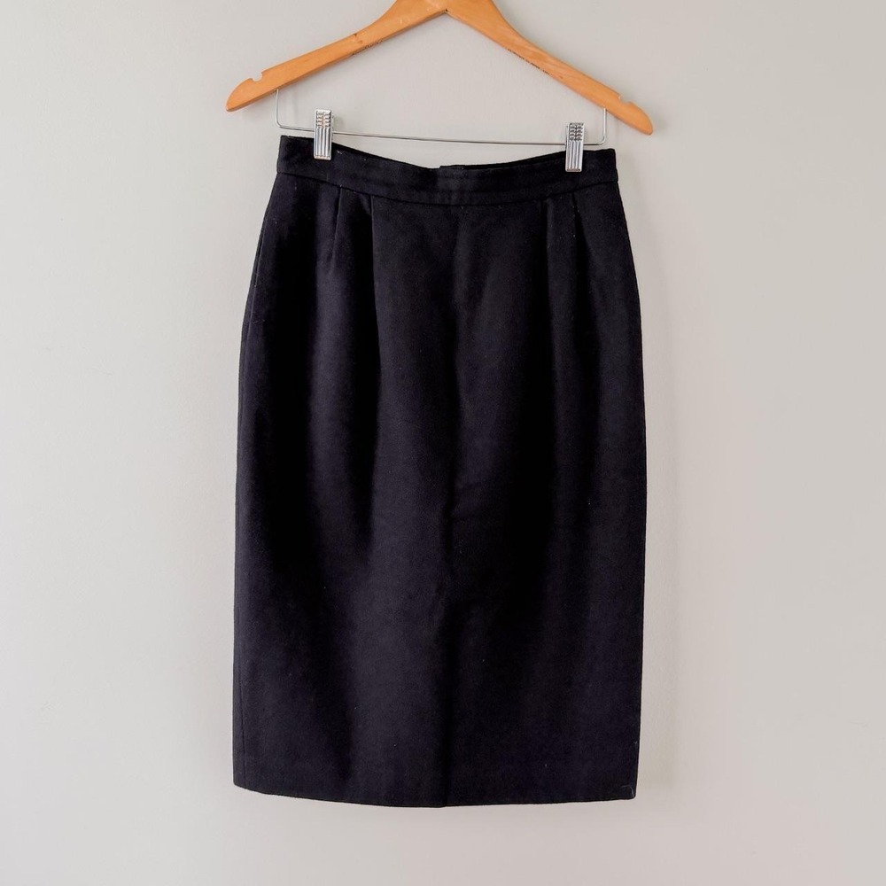 Vintage Black Wool Pencil Skirt Size 10